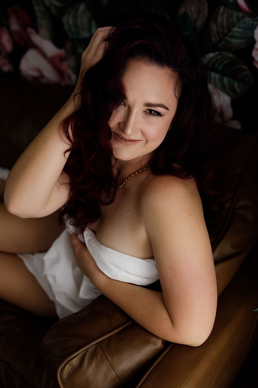 White Sheet studio boudoir portrait 56
