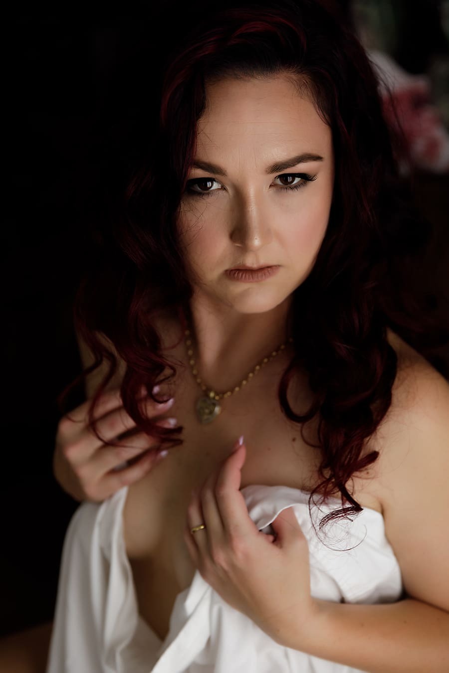 White Sheet studio boudoir portrait 59
