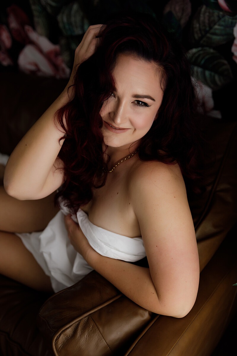 White Sheet studio boudoir portrait 78