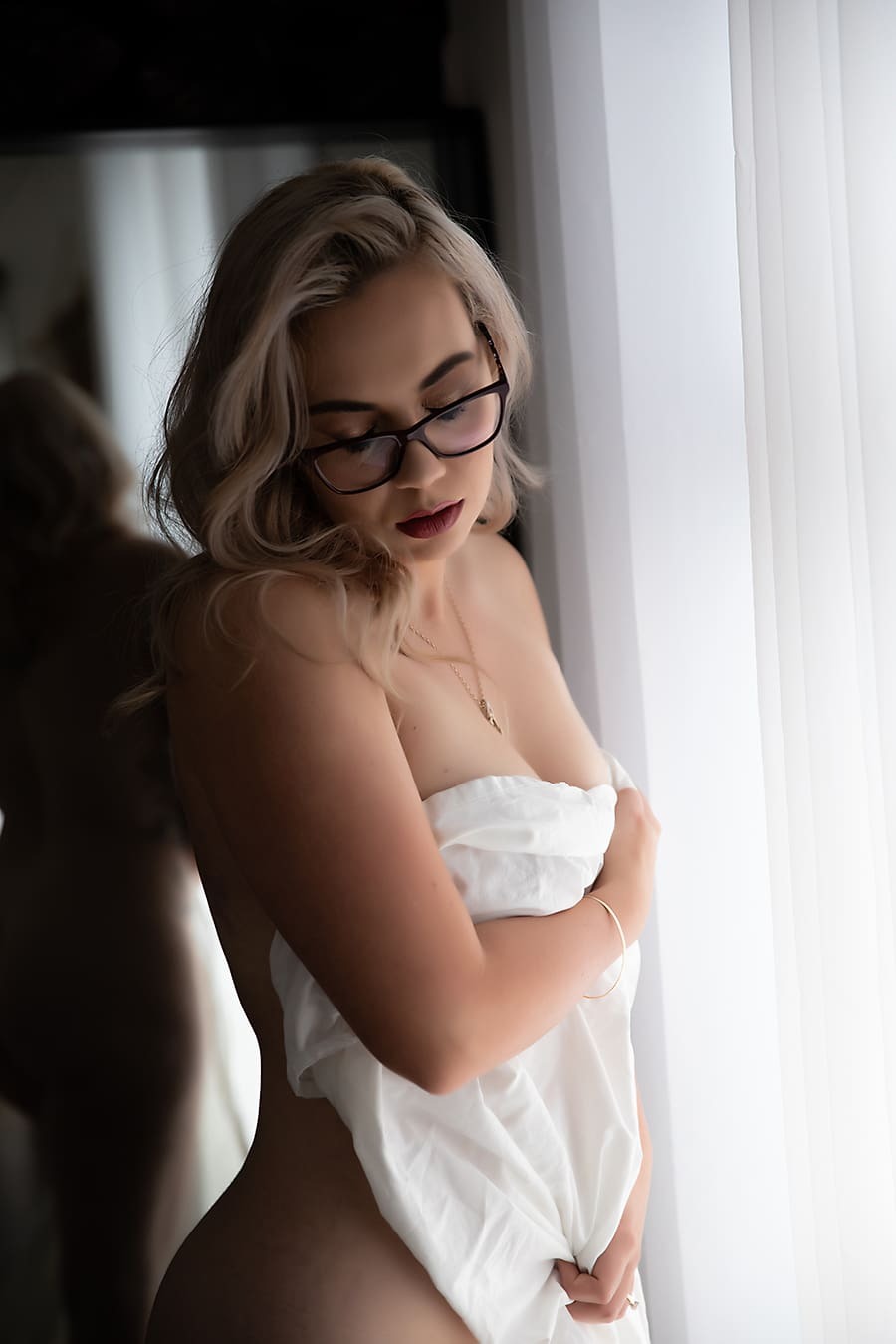 White Sheet studio boudoir portrait 80